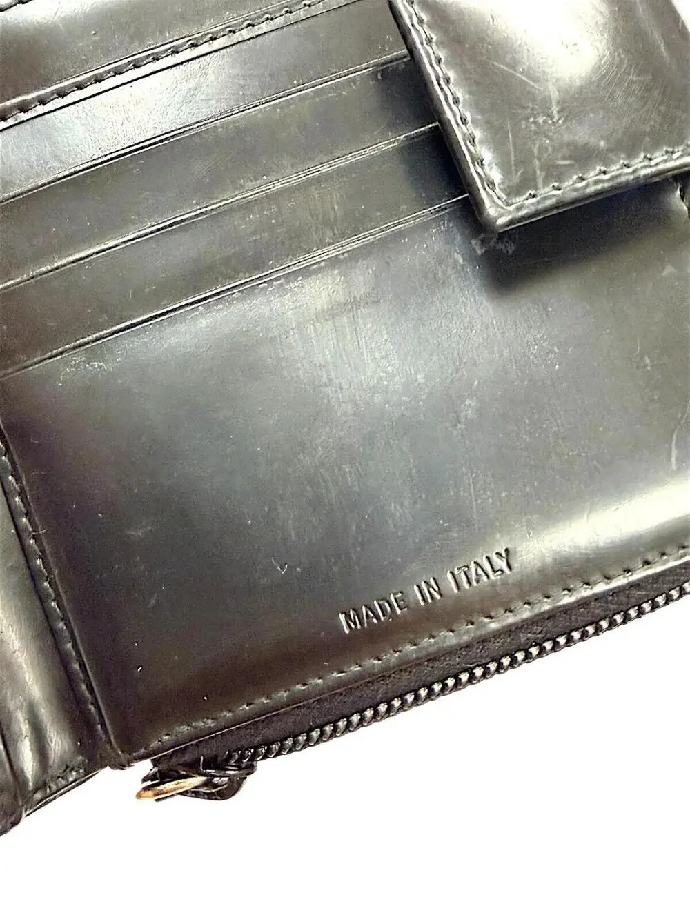 Prada Black Leather Zip-Around Bifold Wallet